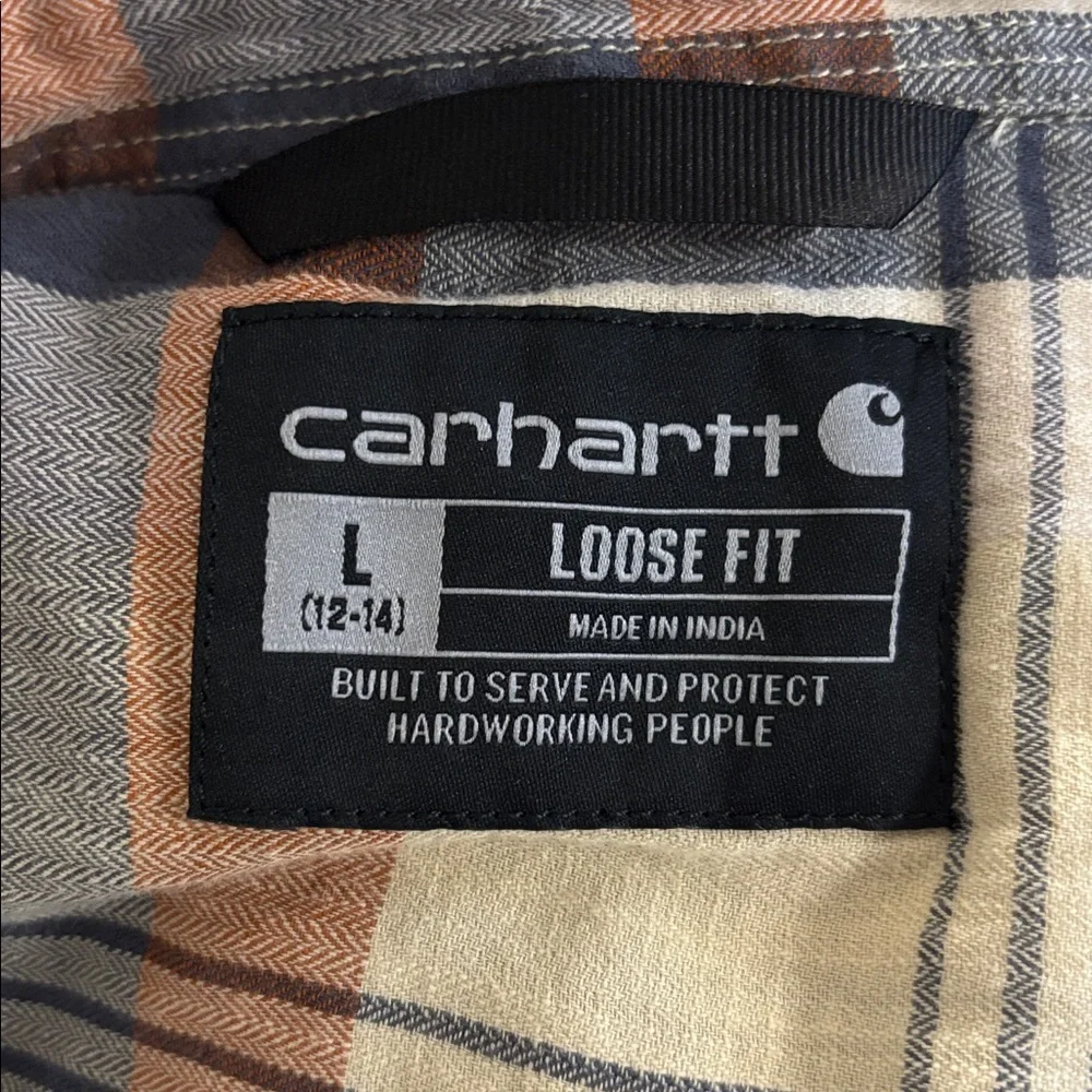 Carhartt womens plaid button front down shirt L 12-14 - Picture 4 of 7